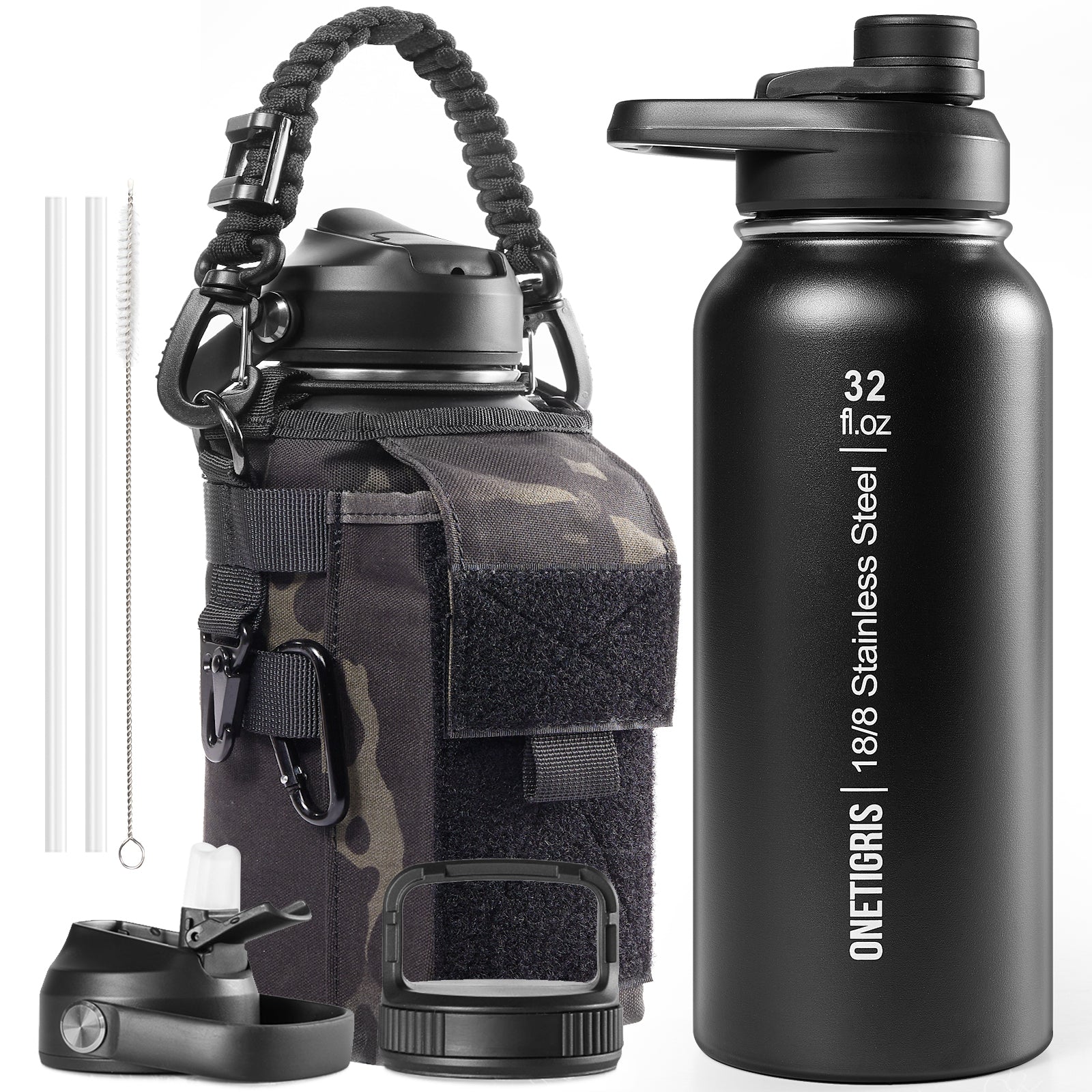 32oz Stainless Steel Insulated Water Bottle with Pouch set